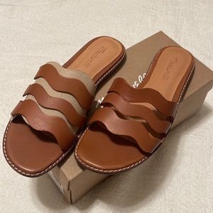 Madewell Cognac Wavy Slide Sandal